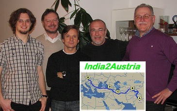 Fünf Biker, mit dem Plan von Delhi nach Österreich